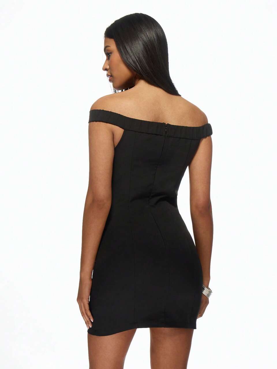 MISSGUIDED Bardot Double Strap Bodycon Mini Dress Party Club Night Out Evening Special Occasion Form-Fitting Sleek Modern Fashion Statement