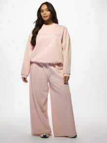MISSGUIDED PLUS Oversized Diamante Bridesmaid Wide Leg Sweatpants