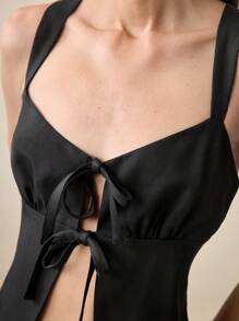 BizChic Blusa casual con cordones y volantes con correa desmontable para mujer, para oficina y uso diario, primavera/verano