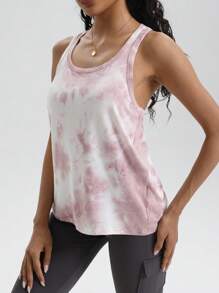 Women's Round Neck Sleeveless Twist Design Simple Active T-Shirt & Tank Top - Brown - View 4