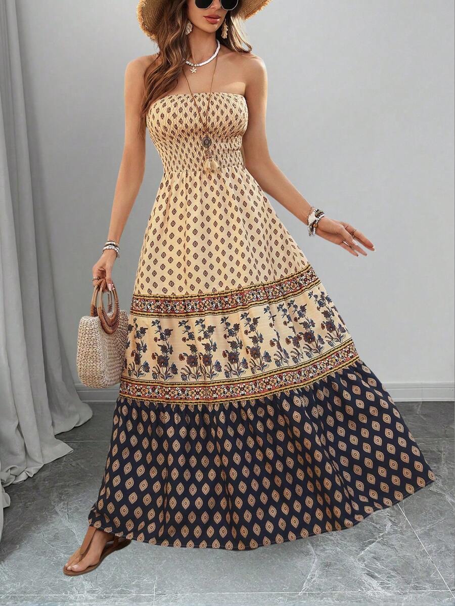 Breezaya Vestido tubo largo para mujer, casual y para vacaciones - Multicolor - Ver 1