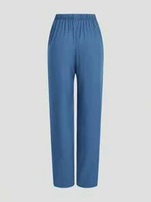 TaskEZ Bộ đồng phục: Áo cánh ngắn tay cổ chữ V may đo và quần ống đứng ống đứng có dây rút, Bộ đồ phẫu thuật - Màu xanh bụi bặm - Xem 5