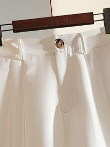 Franclia 女士褶皱休闲短裤，简约时尚，适合日常穿着 - 白色 - 查看 7