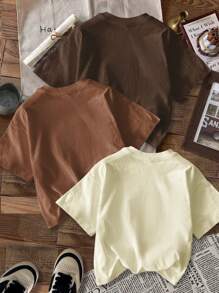 SHEIN EZwear 3 piezas Camiseta con gráfico de leopardo y letras - Multicolor - Ver 2