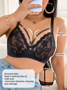 1 Stück Große Größen einfacher Spitzen-Unterbügel-BH, sexy Dessous, modisch-lässiger Alltagsgebrauch