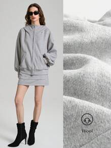 Ontre 2 件套女士套装：连帽灯笼袖灰色春季休闲运动衫，舒适宽松版型，时尚百搭，2025 年新款现代都市风格 - 灰色 - 查看 1