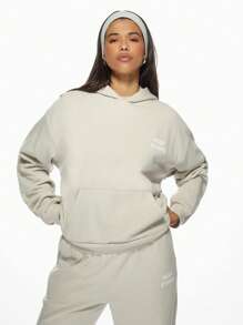 MISSGUIDED Msgd Studio 超大套头连帽衫运动家居服街头休闲优质运动衫，带袋鼠口袋，秋冬必备舒适运动休闲 - 淺灰色 - 查看 1