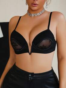 Sujetador de lencería sexy minimalista de unicolor con tirantes finos y ajustado para mujer