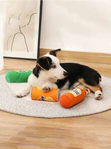 1 件装毛绒发声啤酒瓶和可乐瓶设计宠物狗咀嚼玩具用于磨牙 - 彩色 - 查看 4