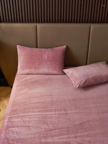 2/3 件浅紫色天鹅绒床笠套装温暖柔软纯色毛绒床笠套装特大号双人床尺寸，奢华超柔软舒适床单，带 11.8 英寸深口袋，适合秋冬和春季 1 件床笠 + 1/2 件枕套宿舍床上用品返校床上用品 - 藕粉色 - 查看 4