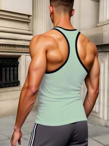 Manfinity LEGND Men's Casual Smiling Face Print Trim Undershirt Top Men Summer Tank Tops Men Graphic Tank Tops - Green - View 2