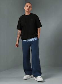 SUMWON Smwin Designer Streetwear Extreme Skater Fit Sweatpants Athletic Track Pants Urban Fashion Casual Joggers Winter Lounge Wear Elastic Waist Comfort Athleisure Pants - Blue - View 3