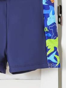 Baby Boy Shark Printed Long Sleeve Swim Trunks 2 Pieces Set - Multicolor - View 3