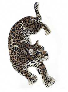 1 对大号刺绣缝制豹纹图案布贴布贴无需胶水，服装配饰布贴，DIY 服装装饰 - 棕色 - 查看 2