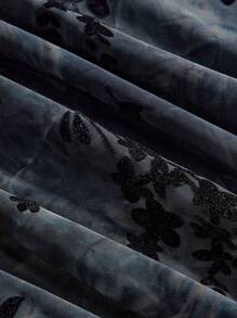 ROMWE Fairycore 女士复古花卉植绒吊带裙