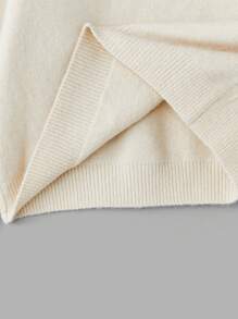 Ontre Long Sleeve Turtleneck Old Money Style Sweater, Women Fuzzy Cashmere Feel Sweater, Cozy Homewear, Milky White Color, Suitable For Spring - White - View 9