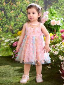 Babygirl 可爱蝴蝶结网眼夏装 - 粉色 - 查看 2