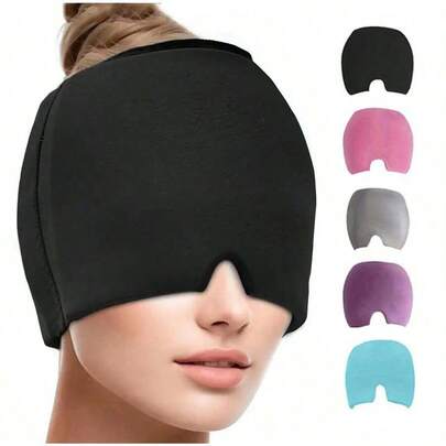 1 pièce Casque de glace en gel 17*22 cm à simple couche - casque apaisant étirable pour la thérapie à chaud et à froid afin de soulager les maux de tête, sans source d'alimentation requise - masque de sommeil