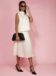 COSMINA Women Elegant Formal Skirt, Suitable For Office, Daily Wear, Siren, Blogger Same Style, , Old Money Style, Summer - Beige - View 6