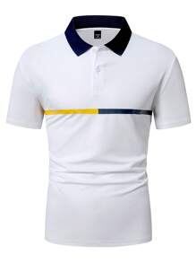 Manfinity Mode Men's Casual Polo Shirt, Stylish & Minimalist For Daily Wear, Polo Shirts For Men Collar - White - View 1