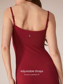 GLOWMODE 莫代尔鱼尾长款吊带裙可调节肩带日常休闲夏季连衣裙派对礼服长裙舞会礼服 - 紫紅色 - 查看 5