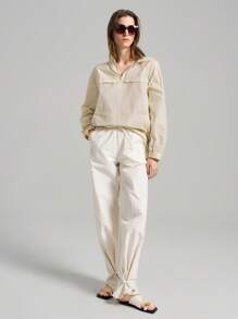 Ontre Vêtements de femme casual urbains et d'extérieur, combinaison de printemps 2025 casual avec capuche et protection solaire, beige avec capuche et poignets élastiques, design quotidien avec fermeture éclair, capuche et poignets élastiques