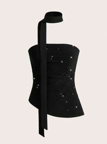 SHEIN Essnce Top casual ajustado y sencillo de unicolor tipo bandeau para uso diario de mujeres