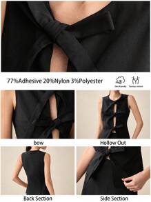 BizChic 女士夏季黑色系带蝴蝶结无袖音乐节吊带背心 - 黑色 - 查看 8