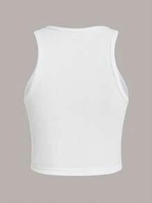 SHEIN Girlism Compra 1 y Lleva 2 tops casuales de cuello redondo sin mangas ajustados para niñas preadolescentes
