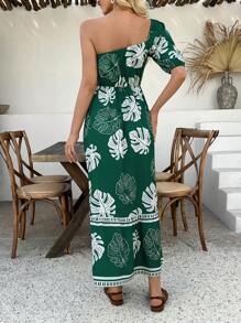 Breezaya 女士热带叶印花夏威夷连衣裙、度假装