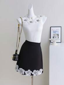 2pcs Teen Girls Floral Print Top & Skirt Set, Casual Elegant Outfits For Spring/Summer/Autumn