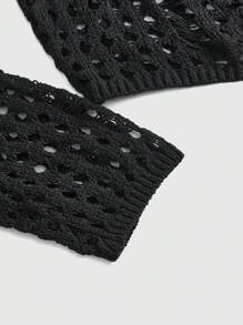 ROMWE Grunge Punk Grunge Cut-Off Off Shoulder Hollow-Out Knit Sweater