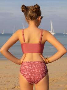 Tween Girl Random Print Tankini Swimwear - Multicolor - View 5