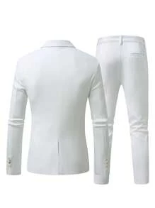 Manfinity Mode 1 Set Men Front Button Long Sleeve Minimalist Top And Long Pants Suit