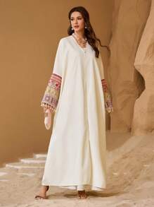 Al Najma Women's Simplistic Arabian Abaya, Casual For Everyday Wear, Modest Robe - Apricot - View 7