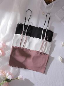 Set de 3 bralettes sin costuras, suaves y cómodos con almohadillas, en negro y blanco, para niñas preadolescentes