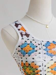 SHEIN 少女花卉钩针上衣套装，适合度假