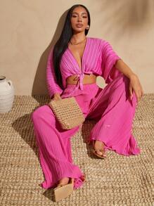 Vixey Pantalones anchos de pierna con pliegues de gasa transparente con shorts cortos, conjuntos de verano para mujeres, conjuntos de playa para mujeres, conjuntos de primavera para mujeres, ropa bohemia, vestido de playa para mujeres, ropa bohemia para mujeres