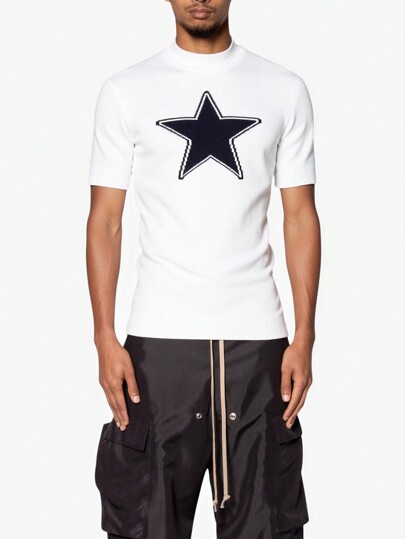 Street Life Men's Mock Neck Slim Fit Star Pattern Knitted Sweater