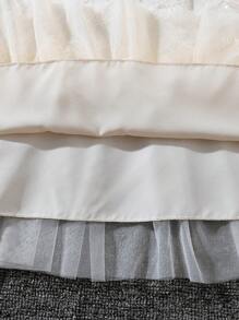 SHEIN Young Tween Girls Princess Dress, Sweet Elegant And Noble Style, Graceful Lady Lace Sequins Net Yarn Dress Suitable For Party - Apricot - View 4