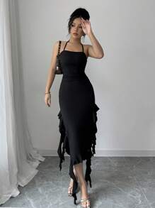 INAWLY Abito midi casual da donna, semplice e alla moda per uso quotidiano