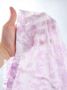 SHEIN 2件套 青少年女孩前拉链长袖印花连帽衫和裤子套装 - 淡紫色 - 查看 6