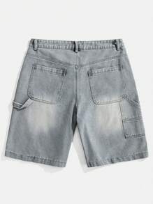 Forever 21 男士时尚百搭带口袋牛仔短裤，外出纯色宽松浅蓝色牛仔短裤，适合丈夫、男朋友的礼物 - 淺色水洗藍 - 查看 2