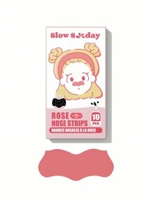 SlowSunday 玫瑰黑头清洁鼻贴，深层清洁鼻贴，去除黑头、疏通毛孔、控油，10片装，派对必备，夏季适用 - 粉色 - 查看 7