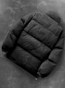 PAVTROS 男士简约字母印花前拉链长袖休闲夹克，秋季男装，男士冬季外套，纯色加绒保暖冬季外套