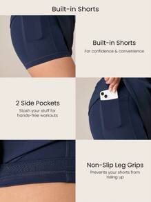 GLOWMODE Soft Skin-Friendly Adjustable Drawstring Pleated Waist Hip Line Skirt With Built-In Shorts Side Pockets Non-Slip Grips Daily Casual Wear