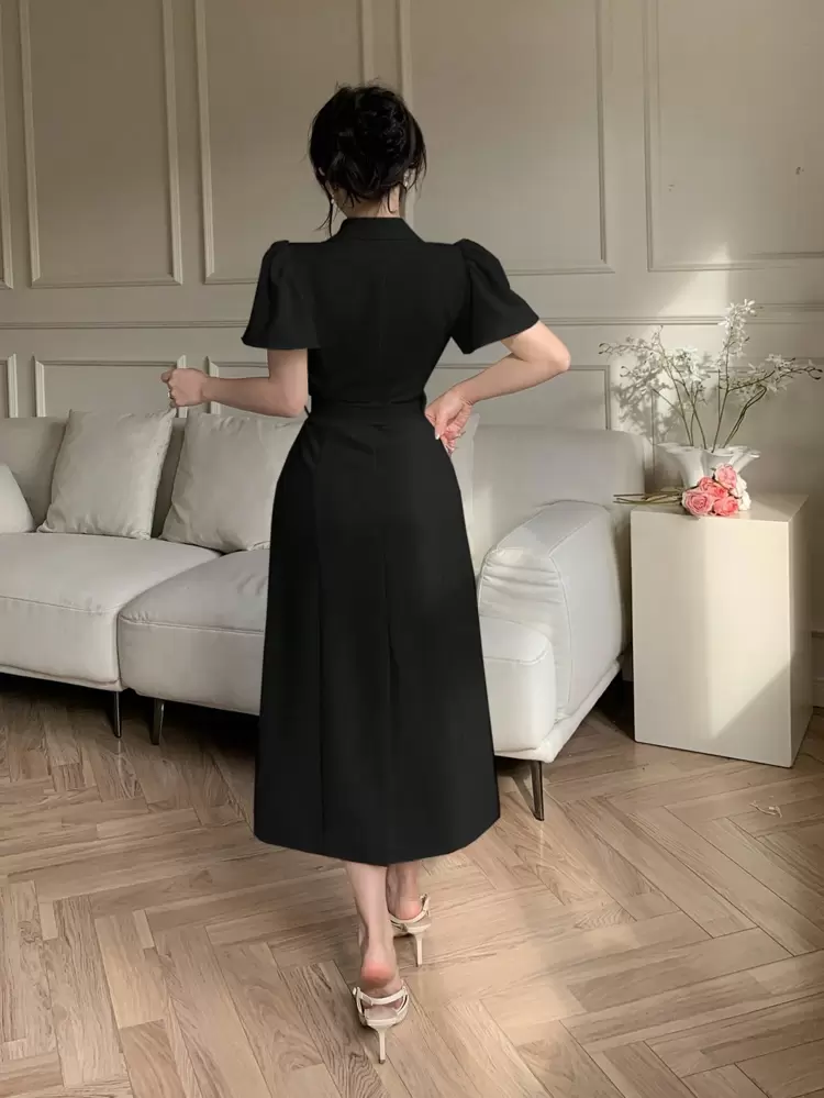 Solid Color Ruffle Hem Long Dress For Women Prom Dress Sundress Work Women Clothes Elegant Women Dresses Maxi Dress