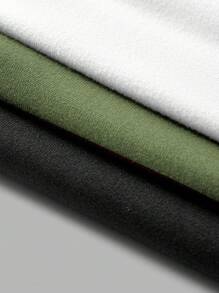 SHEIN BASICS Set de 3 bodys de mujer de manga larga con escote de corazón, unicolor y ajustado, de estilo casual - Verde militar - Ver 5