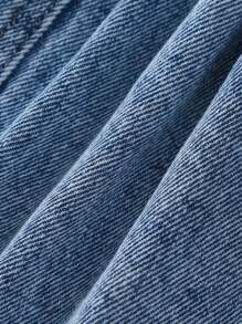 SHEIN Baby Girls New Fashion Denim Shorts, Stylish Skort Design With 3D Bow Decor, Light Wash Casual Everyday Versatile Denim Skirt-Shorts, Spring/Summer New Arrival - Light Wash - View 6