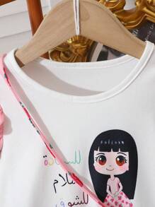 SHEIN 女婴碎花盖袖度假休闲印花连衣裙 - 粉色 - 查看 4